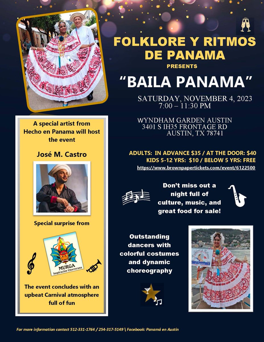 Panamaenaustin's tweet image. Celebra Fiestas Patrias en Austin Texas - Nov. 4,2023
For tickets, visit:
brownpapertickets.com/event/6122500