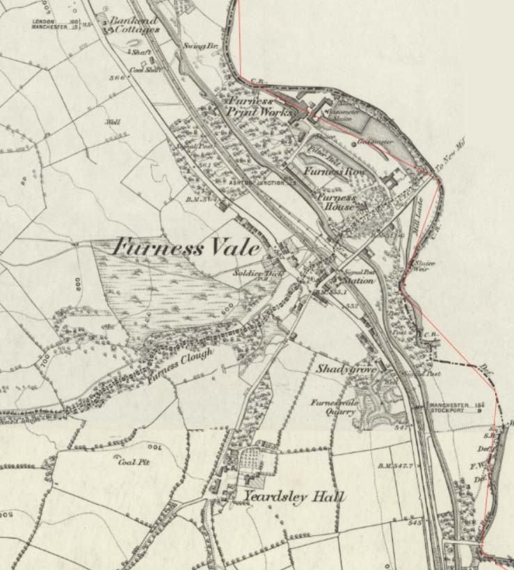 National Library of Scotland has just published a series of 6inch scale maps. Here is an extract covering Furness Vale, surveyed in 1871. maps.nls.uk/os/6inch-engla… #Derbyshire #FurnessVale