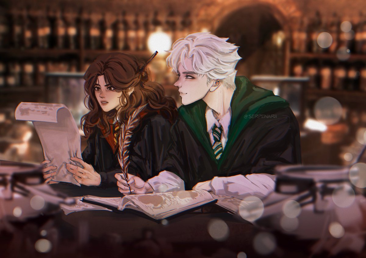 #DramioneMonth #dramione
Day 4: Class Partners 

c’mon draco, don’t just stare and go help her out you love-sick ferret