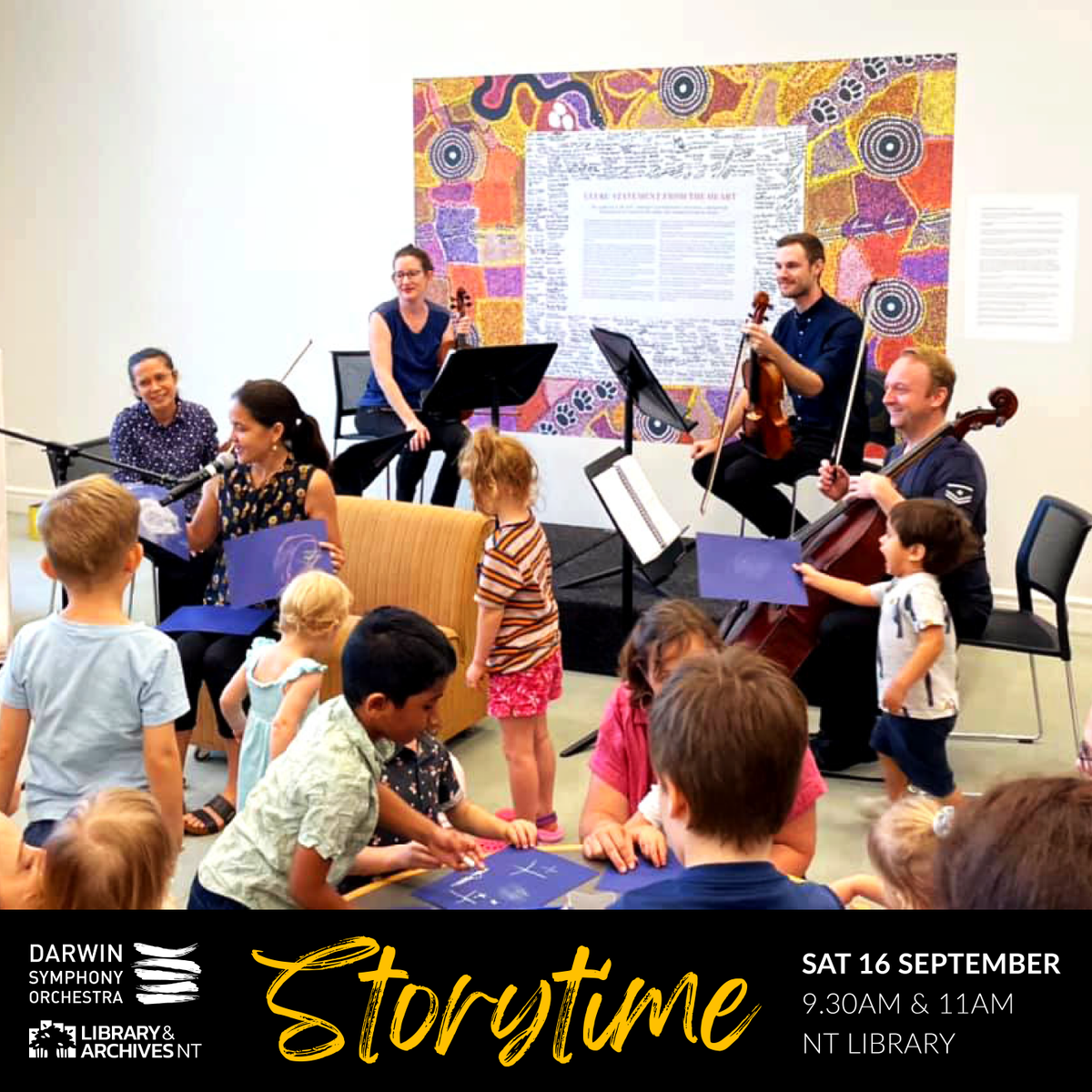 LibArchivesNT's tweet image. Join Larrakia author and artist, Jason Lee as he shares his stories in an exciting musical adventure. The reading will be accompanied by beautiful new music composed and performed by an ensemble of DSO musicians.

Book tickets at: dsostorytime.eventbrite.com.au