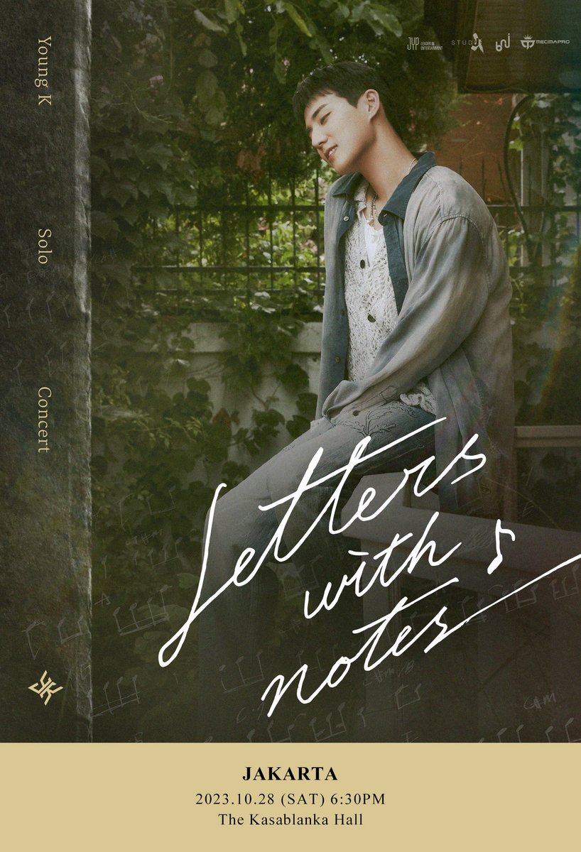 day6official's tweet photo. Young K Solo Concert <Letters with notes> in Jakarta

■SHOW INFO
2023.10.28 (Sat) 6:30PM @ The Kasablanka Hall

■TICKET OPEN (Local Time)
- MCP Member : 2023.09.11 (Mon) 12PM
- General Sale (https://t.co/zAFfUsUjjc) : 2023.09.11 (Mon) 3PM
- General Sale (https://t.co/jbDFqqvvM3) : 2023.09.11 (Mon) 5PM

■MORE INFO
https://t.co/TmrxmzNlbk

#DAY6 #데이식스 
#YoungK
#Letters_with_notes