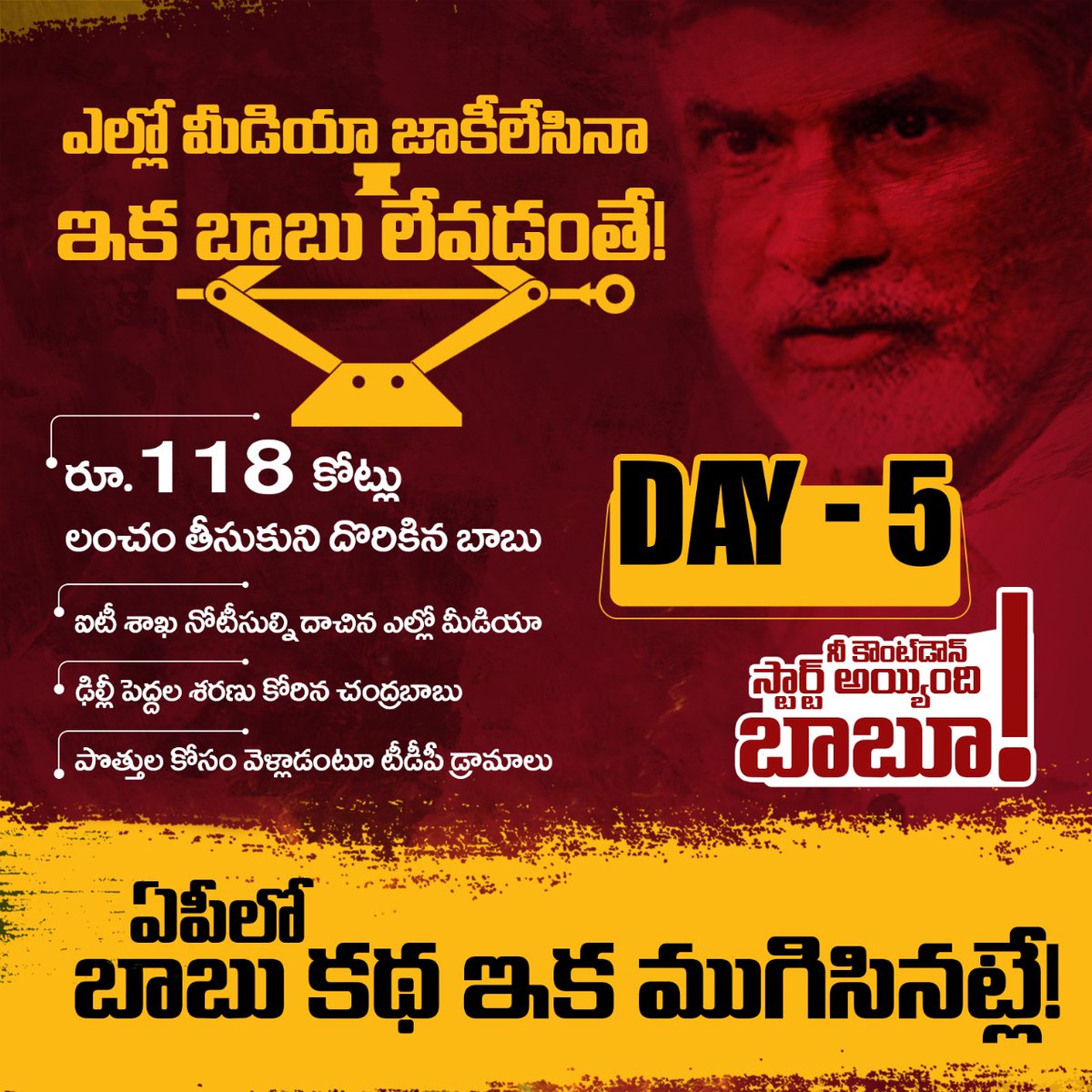 YSRCParty's tweet photo. #CBNCountdownStarts - Day5

చంద్రబాబు రాజకీయ భవిష్యత్ 2019లోనే ఘోర పరాజయంతో ముగిసిపోయింది. కానీ.. ఎల్లో మీడియా జాకీలేసి లేపుతూ 2024 ఎన్నికలకి సిద్ధం చేస్తోంది. అయితే అమరావతి తాత్కాలిక భవనాల నిర్మాణంలో అవినీతికి పాల్పడిన @ncbn రూ.118 కోట్లని లంచంగా తీసుకున్నట్లు ఐటీ శాఖకి ఆధారాలు లభించాయి. దాంతో మూలిగే నక్క మీద తాటికాయ పడినట్లు బాబుకి ఐటీ శాఖ నోటీసులు జారీ చేసింది. దెబ్బకి ఢిల్లీకి పరుగులు తీసిన బాబు అక్కడ బీజేపీ పెద్దల శరణు కోరాడు. ఇక్కడ కూడా ఎల్లో మీడియా పొత్తుల కోసం బాబు వెళ్లినట్లు కవర్ చేసింది. కానీ.. ఐటీ నోటీసులు వెలుగులోకి రావడంతో తేలు కుట్టిన దొంగల్లా పచ్చమంద మిన్నకుండిపోయింది.  

#CorruptionKingCBN
#ScamsterChandrababu
#EndOfTDP