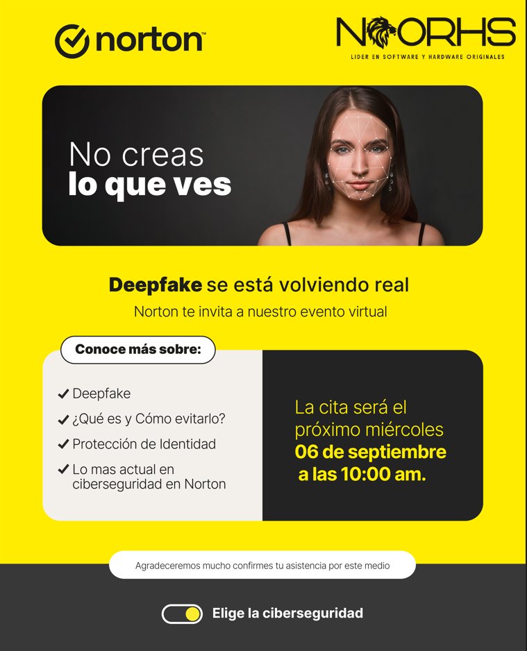 NOORhs_oficial's tweet photo. Webinars NOORHS. Inscriptiones en el correo registro@noorhs.com con tu nombre y teléfono. Te esperamos este 6 de septiembre 2023 a las 10:00 am.
#WebinarOnline #NOORHS #Norton https://t.co/F4BFZI2VsS
