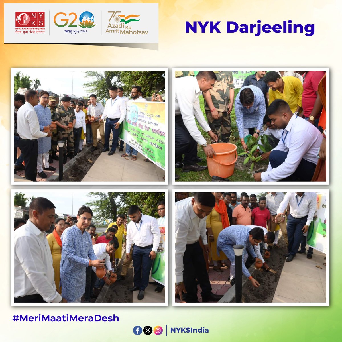 Hon'ble MP Shri Raju Bishta(<a href="/RajuBistaBJP/">Raju Bista</a>) participated in the #MeriMaatiMeraDesh program with the jawans of BSF Border Observation Point (BOP) Fulbari at Indo-Bangladesh Border. This program was organised by NYK Darjeeling(@nyk_Darjeeling) and BJYM Siliguri.

#VeeronKaVandan