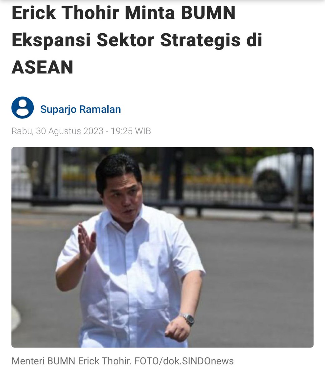 matchalvr_'s tweet photo. pak erick minta bumn ekspansi sektor strategis di ASEAN #BUMNUntukASEAN
https://t.co/gbP3JbICP8 https://t.co/OTJSZZ3NxJ