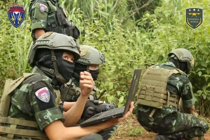 A clash b/t junta terrorists& ResistanceForces during the 4 days continuously from Aug29 toSep1 at Mone-Kyaukkyi region,#NyaungLayPin Dist;,#Bago,over 80 terrorists were killed,bcoz,SAC's air force attacked wrongly and fired heavy shells onto them. Seized weapons.
#2023Sep5Coup