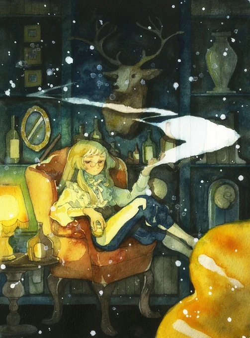 #去年の今頃どんな絵描いてましたか11月の企画展の絵描いてたな～ #至福を嗜む メインビジュアル作品でした 