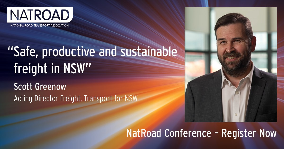 NatRoad_AUS's tweet photo. Register for the NatRoad Conference to hear first-hand from Scott Greenow, Executive Director of Freight at Transport for NSW.
https://t.co/Fm1X3x7ePy
#NatRoad #truckingevents #QLD #australiantrucking #truckies #trucks #freight #roadtransport #australianevents https://t.co/HcYlBiEKfI