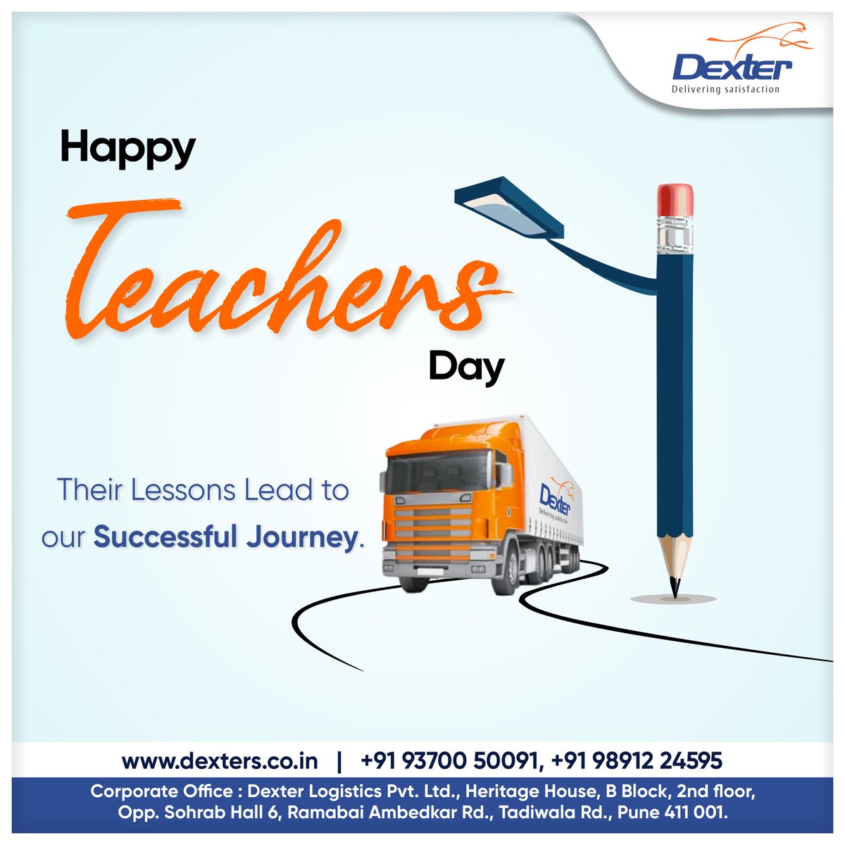 dexterLogistics's tweet photo. #Dexters wishes  you a Teachers' Day filled with love, respect, and recognition for your exceptional contributions to education.

.
#B2B #ExpressDelivery #Logistics #ExpressDistribution #SupplyChain #BestLogisticsCompanyInIndia #ReachToRemoteLocations https://t.co/7H2qpvbNxH