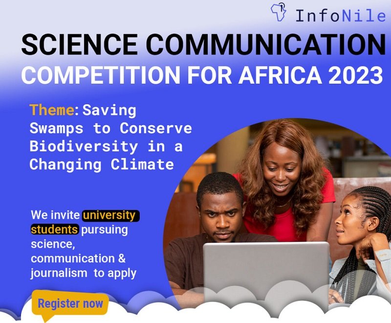 OpportunityDesk's tweet photo. Win up to $500 and present your work at the InfoNile Conference!

This competition empowers young scientists and conservationists in Africa to take action for swamps.

Details: https://t.co/tusN4AJMiP | Deadline: Sept 11 https://t.co/UcdaG3vk45
