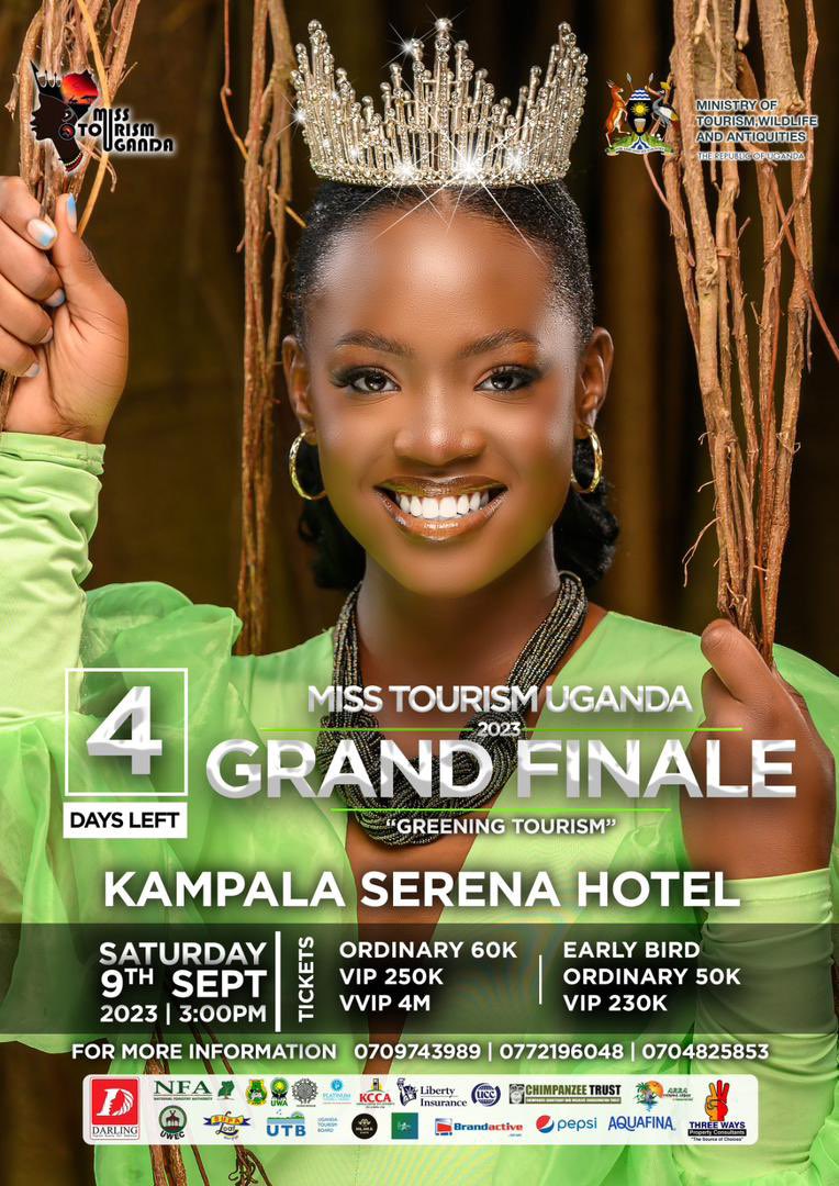 zakialucky11's tweet photo. 4 DAYS TO GO! Happening this Saturday 9th September.Come witnessing the grand coronation of the 11th Tourism Queen! Tickets available at Kampala Serena hotel , Gamba Plaza Nalukolongo on line at Quicketug  @quicketug GREENING TOURISM.#kampalaserenahotel #9thsept https://t.co/EhKsouYlxT