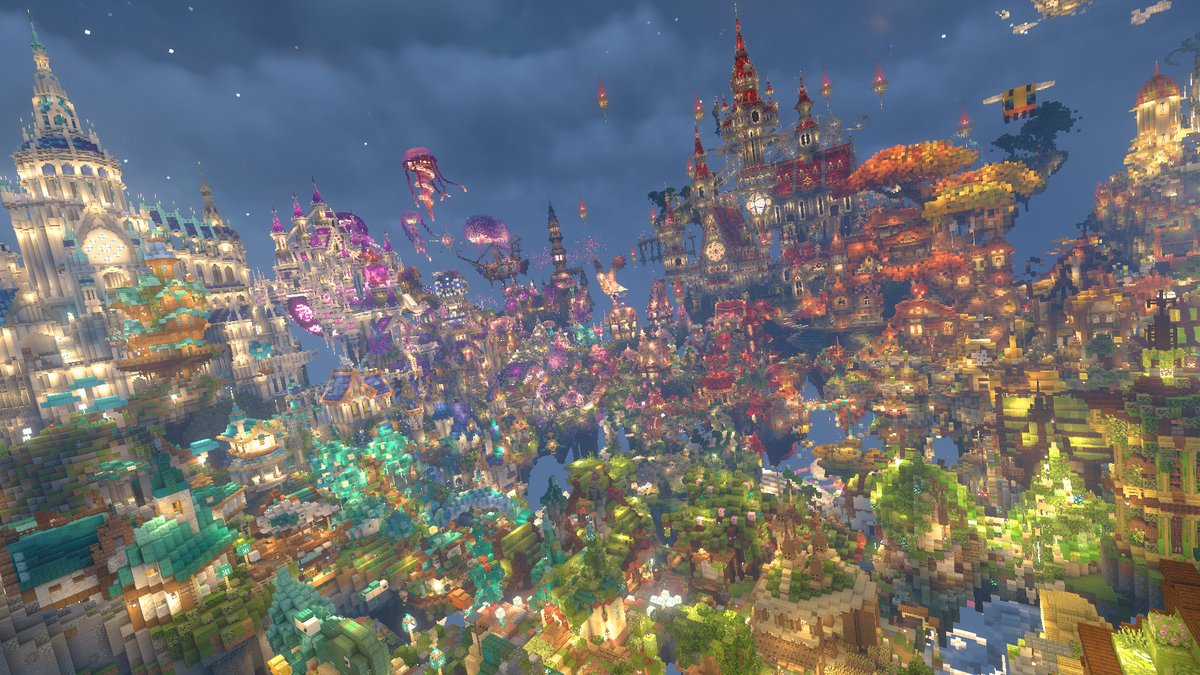 ファンタジーな赤い屋根のお城🏰
#Minecraft 
#いろの国