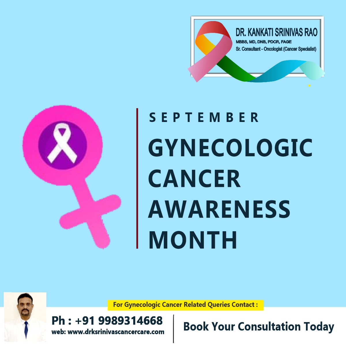 September is Gynecological Cancer Awareness Month! Let's come together to raise awareness about ovarian, cervical, uterine, vaginal, and vulvar cancers. Regular screenings, early detection, and education are key. #gynecologicalcancerawareness #gynecologicalcancer #september