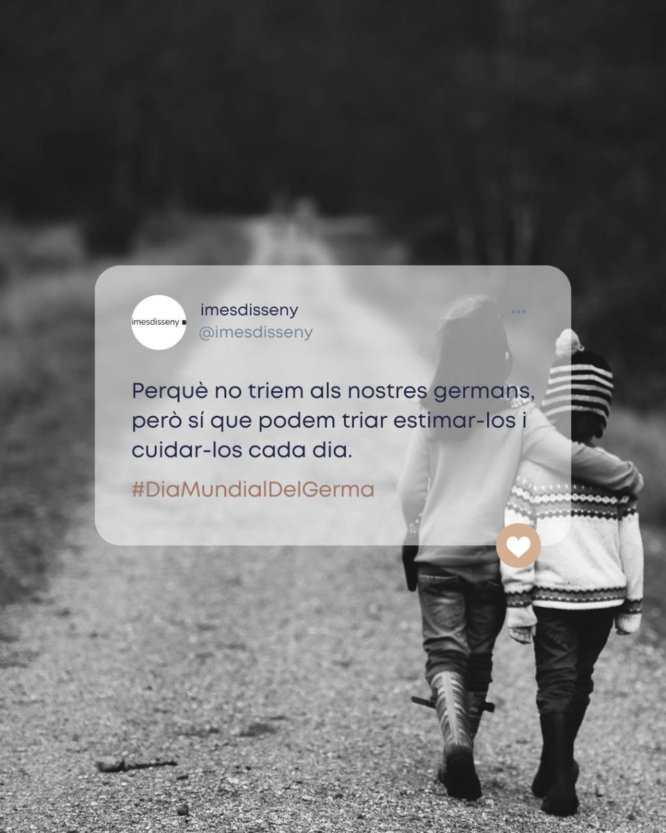imesdisseny's tweet photo. 👫❤️ Avui celebrem el Dia del Germà. A aquells companys de vida amb els quals compartim rialles, llàgrimes, secrets i aventures. Etiqueta al teu germà/na i deixa-li saber quant l'aprecies! #DiaDelGermà 🎉" https://t.co/5b3WnZoD8e