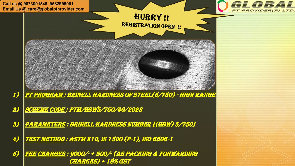 pt_limited's tweet photo. #proficiencytesting #ptprogram #brinellhardnessofsteel #parameters #brinellhardnessnumber #testmethod #ASTME10 #hurryup #registrationisopen https://t.co/JiWm83GOm6