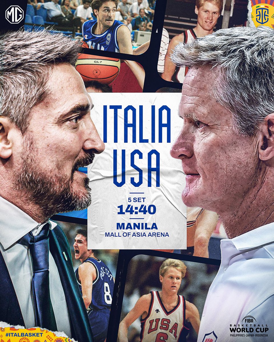 Italbasket's tweet photo. Dopo 25 anni ai Quarti, dopo 17 anni con gli Stati Uniti.

Non vediamo l’ora di essere in campo: 𝐆𝐀𝐌𝐄𝐃𝐀𝐘 🔥

🇮🇹 vs 🇺🇸
⏰ 14:40 CET
📍 Mall of Asia Arena, Manila
🏀 Quarti di Finale
📺 @RaiDue, @SkySport Summer, @NOWTV_It e @DAZN_IT 
💻 @courtside1891

#Italbasket | #FIBAWC https://t.co/f9Qfotg2Ry