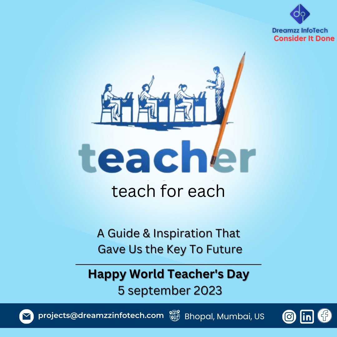 DreamzzInfoTech's tweet photo. Happy teacher's day to everyone.
#TeachersDay #education https://t.co/PDXMg5CVXB