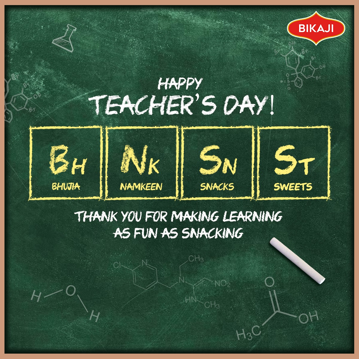 To the ones who teach us the basics of an awesome life. Happy Teacher's Day.
#Bikaji #BikajiFoods #happyteachersday2023 #learning #bhujia #namkeen #snacks #sweets #likesforlike #ınstagood #topical #snacking #snackingpartner