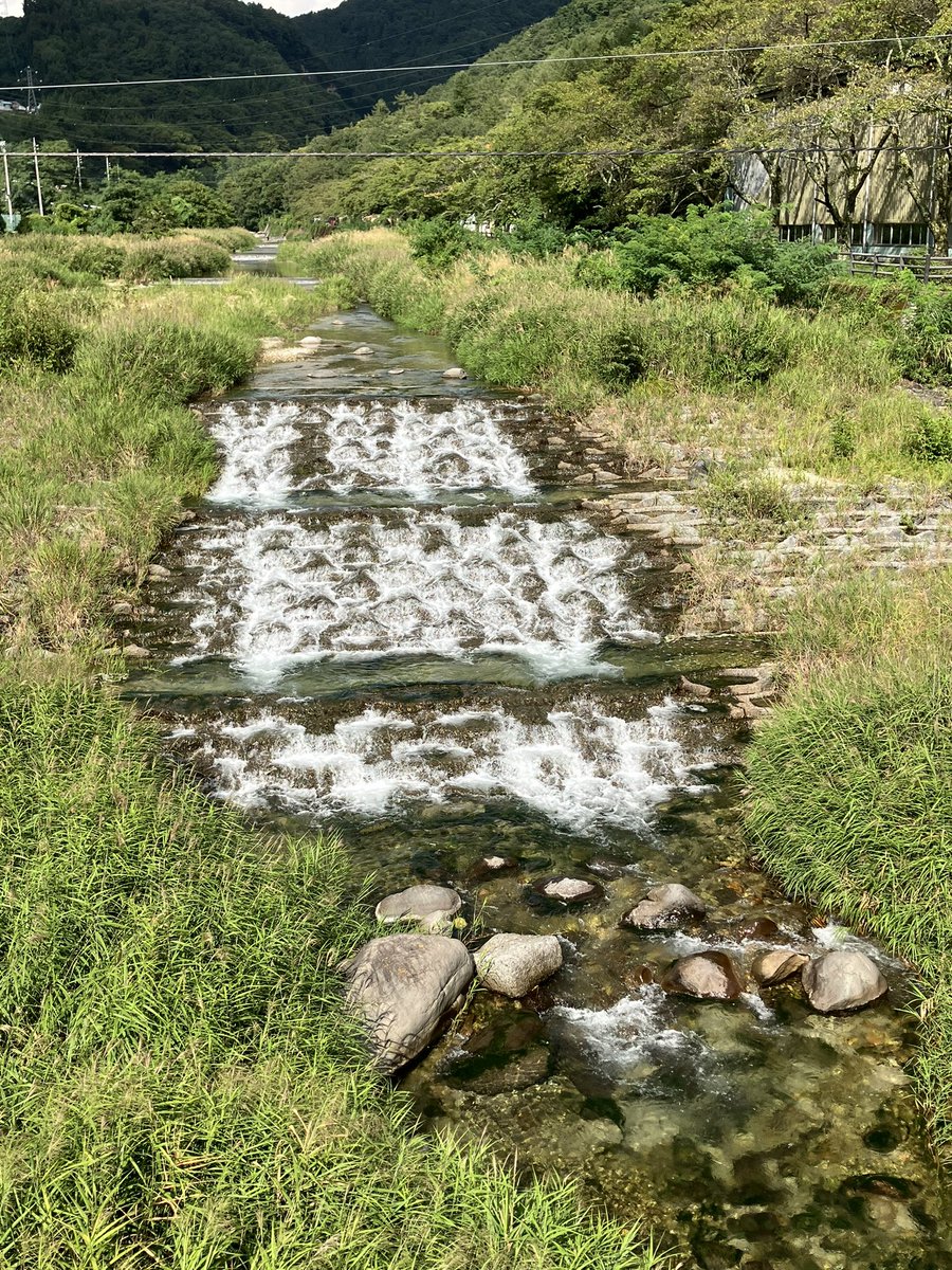 現場近くの川

童心に返って川遊びしたくなる
そんな田舎の良い風景がありました。

理性が勝って遊んではないです🤣
#群馬県　#利根郡 #沼田市