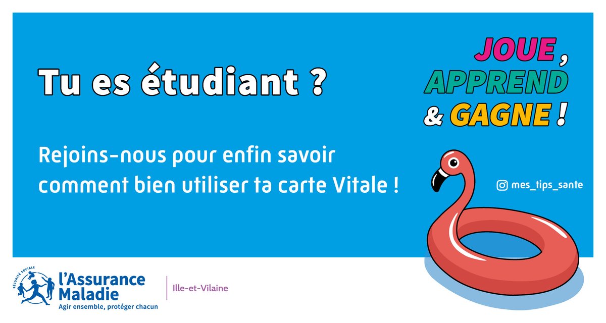 #Rentrée2023 | Infos santé, vaccinations, dépistages,... c'est aussi pour les #etudiants en #medecine #Rennes : RDV de 11h30 à 14h30 à la fac <a href="/RennesUniv/">Université de Rennes</a> avec l' #assurancemaladie #FiersDeProteger
