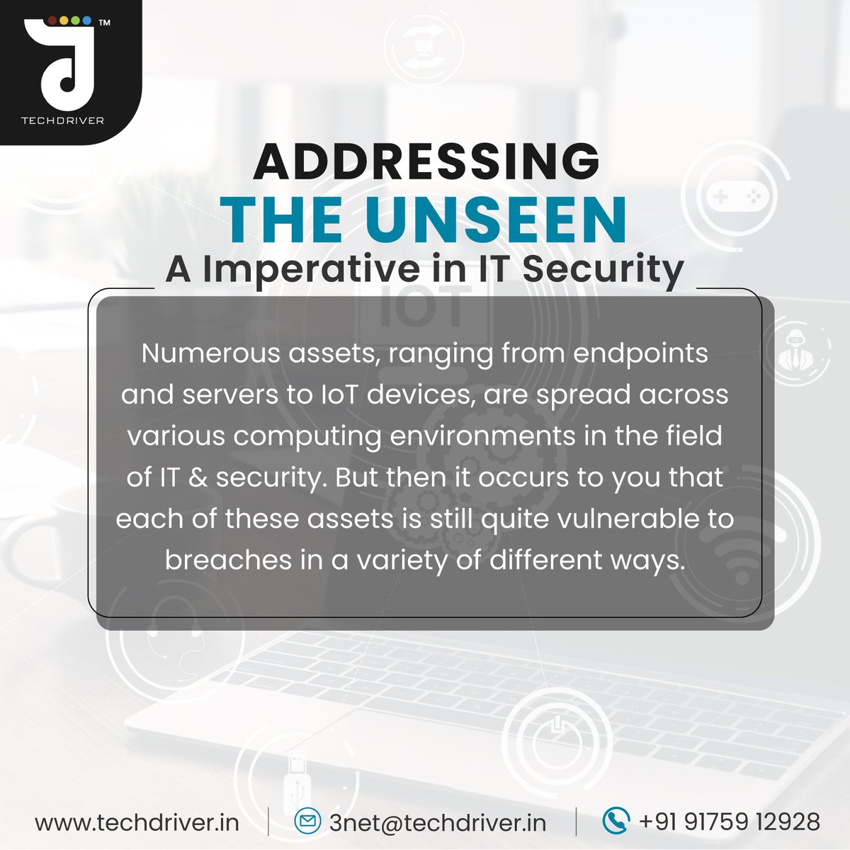 3netTechdriver's tweet photo. Protect diverse assets, endpoints, servers, &amp; IoT devices in evolving IT landscapes. Many scanners falter; prioritize real-time monitoring for resilience. Connect with #TechDriver for expert guidance. 🌐 https://t.co/BuB0Mi5MUM 📞 (+91)9175912928 #Cybersecurity #Infosec #it https://t.co/wi4nIojIeQ