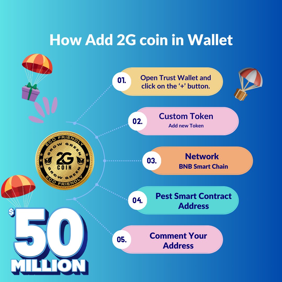 Hey #crypto enthusiasts, add some 2G coins to your wallet now! Easy steps to follow. Contract address is - 0x764f44C657952C6d28480b509969F3BB713b4f65
Don't miss out on this opportunity!
#2Gcoin #cryptocurrency #blockchain #digitalcurrency #wallet
