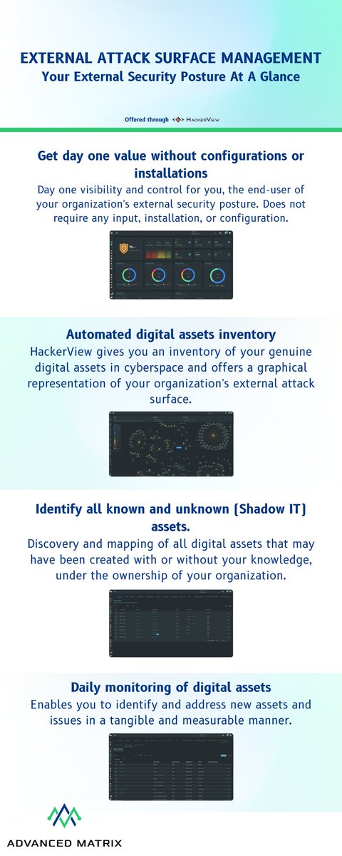 AdvancedMatrix_'s tweet image. We can help you protect your digital assets with our EXTERNAL ATTACK SURFACE MANAGEMENT

For more info contact us: +966138821464

#cybersecurity #management #saudiarabia #saudi #cyber #infosec