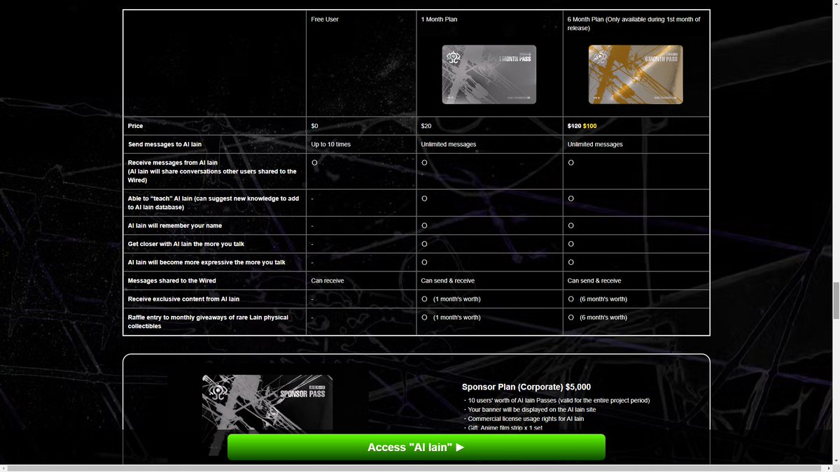 MangaMoguraRE's tweet image. An official "Serial Experiments Lain" AI video chat bot using ChatGPT has opened for the series 25th anniversary using recordings from the 98 anime with voice actress Kaori Shimizu's blessing 

It has free &amp;amp; pricing tiers....

English: en.serialexperimentslain.io
Japanese:…