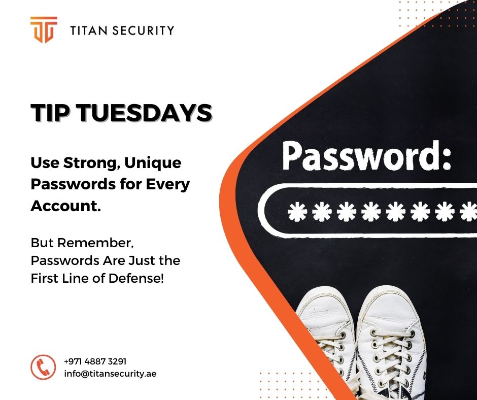 Titansecllc's tweet photo. Protecting your online presence starts with a single key: a robust password.  For more info, contact us at info@titansecurity.ae | +971 4887 3291 or visit https://t.co/MgpkeZTMvx
.
#cybersecurityservices #cyberdefense #cybersecurity #cyberattacks #cyberthreat #titansecurityae https://t.co/foyC1ShiMu