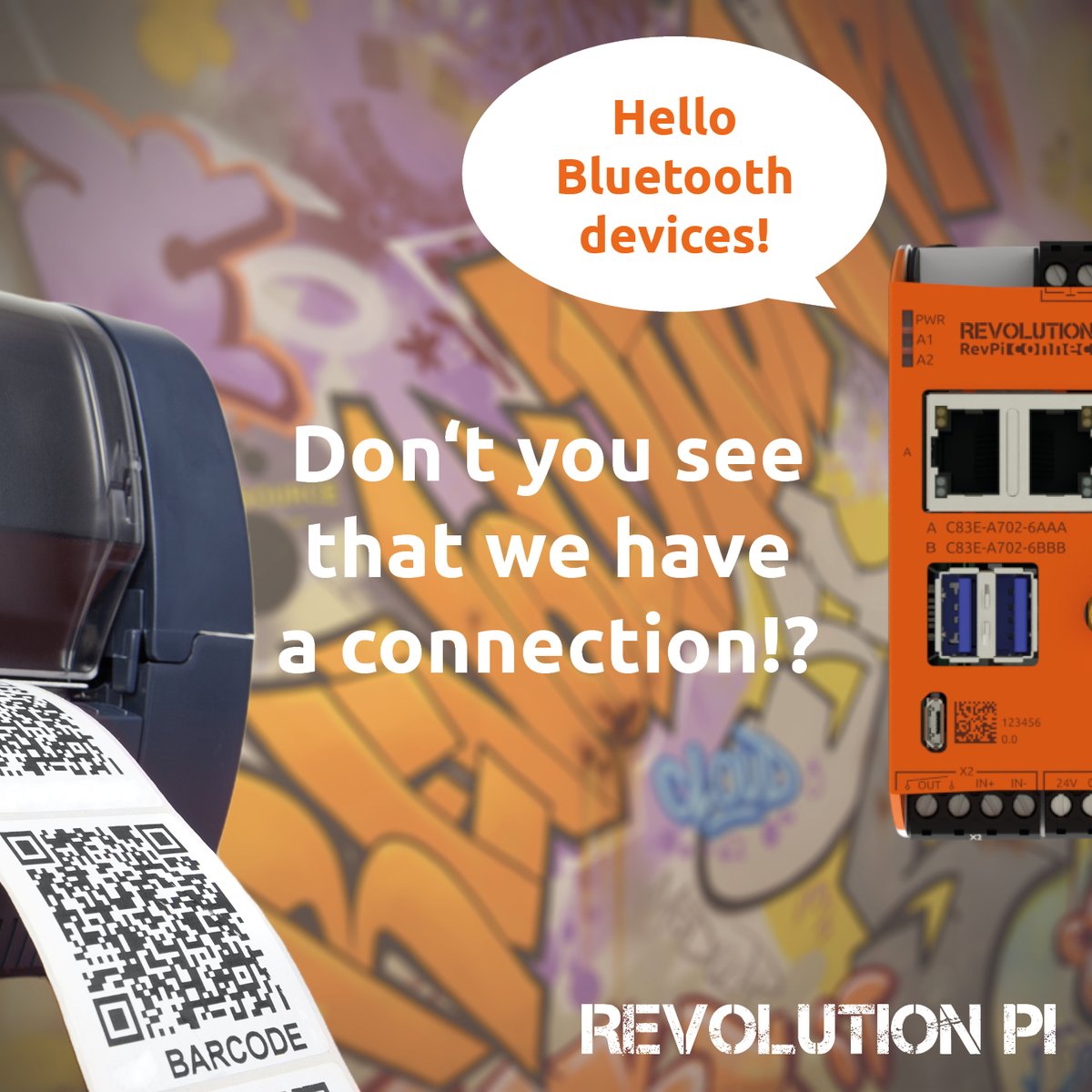 Don’t you see we have a connection!? No? 
Cause it’s via Bluetooth [now is the moment to show a fake laugh for this great joke…you know… cause you can’t see Bluetooth…oh well…]. 

But the RevPi Connect 4  comes with (optional) Bluetooth. Just FYI.
#ipc #plc #automation