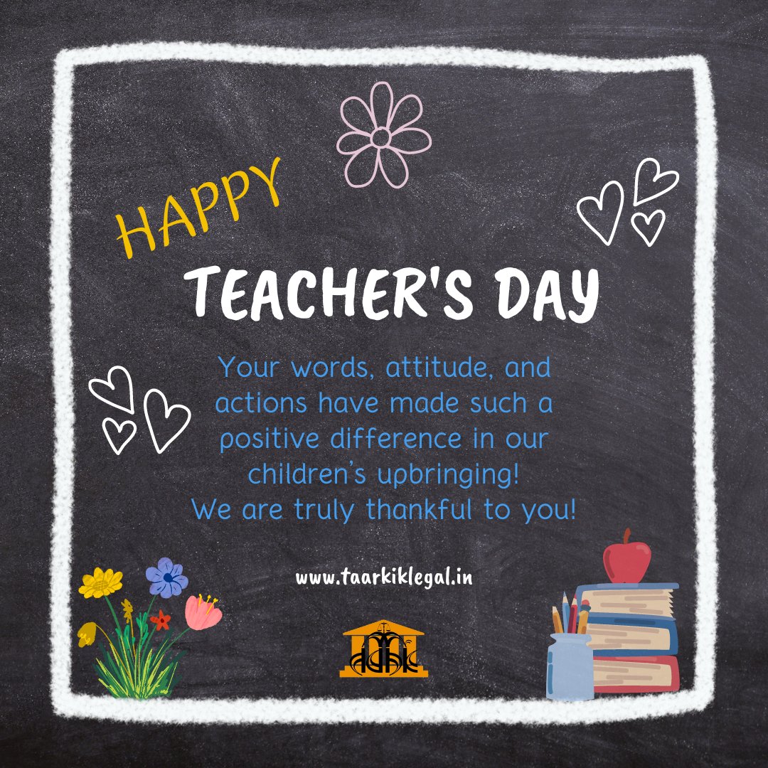 TaarkikLegal's tweet photo. Celebrating the real superheroes in our lives this Teacher's Day! Join us in expressing gratitude to those who inspire, educate, and shape our future.

Team #TaarkikLegal wishes #HappyTeachersDay
Thank you for your commitment and dedication to education!

#TeachersRock https://t.co/L0QZKiG1qp