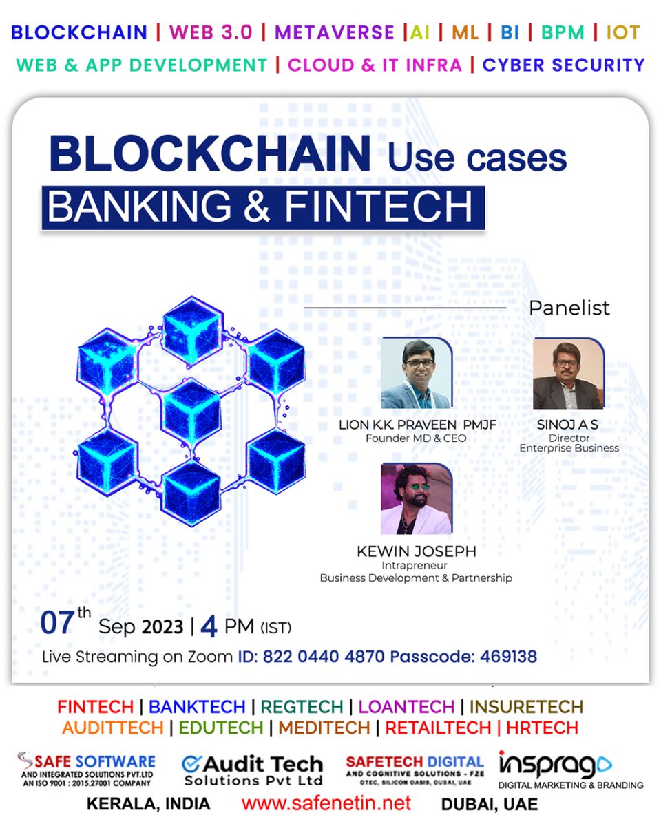 Unlock the #future of finance and discover the limitless potential of #BLOCKCHAIN technology in the #Banking and #fintech sectors.
#spread the word - #share this post and #invite your #network Let's build a community that's driving innovation in finance
safenetin.net