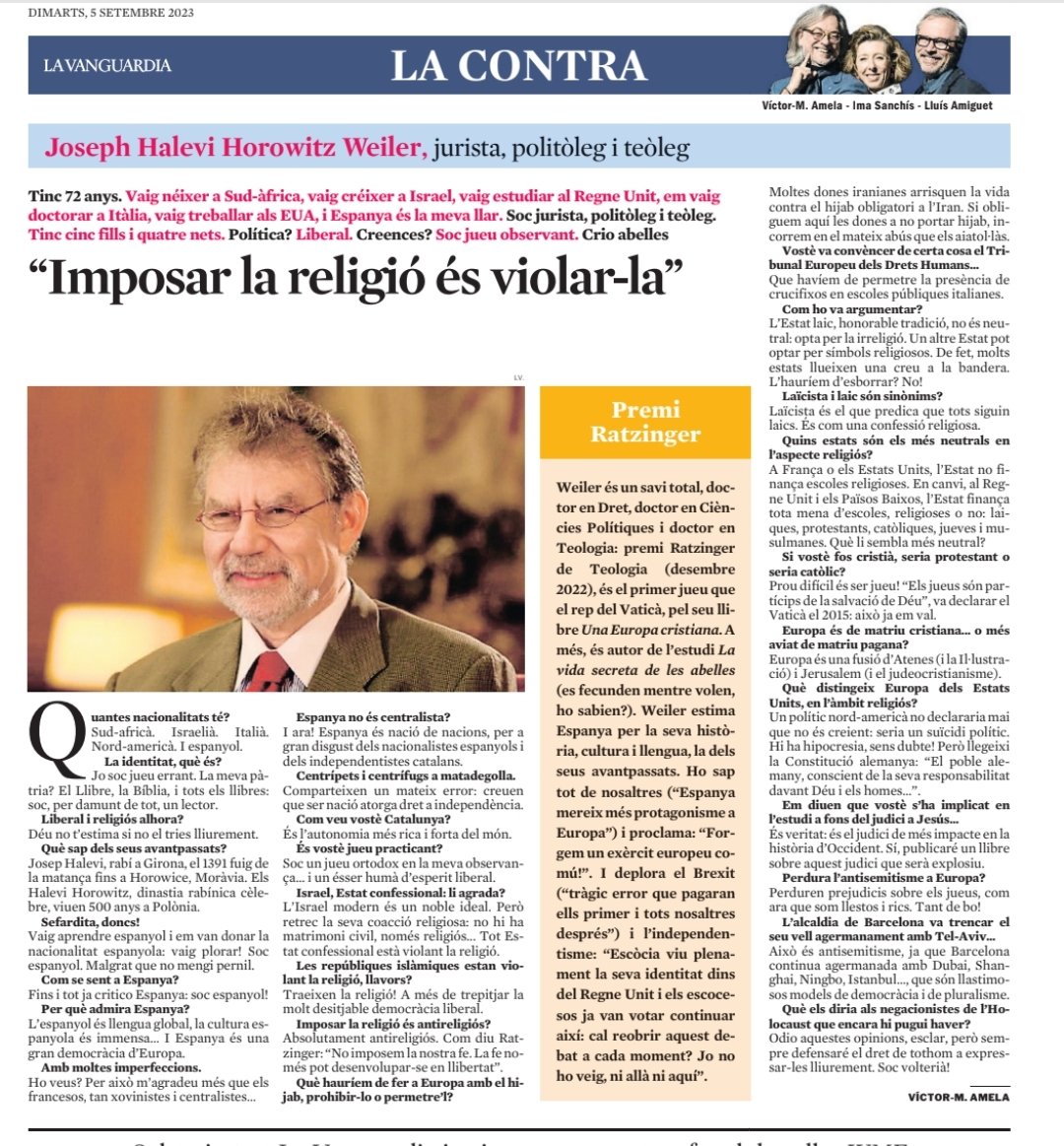 ✍️ Explica'm un acudit, IA/ Teresa Sesé #ForumEdita cc @svilasanjuan #LV ✍️Librerías / @FernandoArambur, @el_pais 📘'Una Europa cristina'/ J. Weiler, @EEncuentro, via @amelanovela #LV