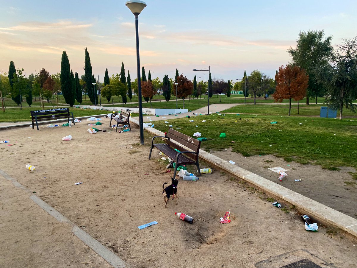 MundoSpiral's tweet photo. Las fiestas son de todos, el parque también. No es difícil recoger cada uno lo suyo. @Hardcorcon @AlcorconV https://t.co/hRB77poWwZ
