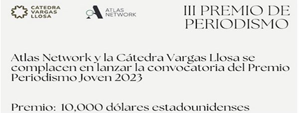 La Cátedra Vargas Llosa y Atlas Network convocan el Premio Periodismo Joven 2023.
Abierto a periodistas menores de 35 años de cualquier origen que hayan publicado en prensa escrita (revistas, diarios y ediciones digitales).
fape.es/la-catedra-var… vía <a href="/fape_fape/">FAPE</a>