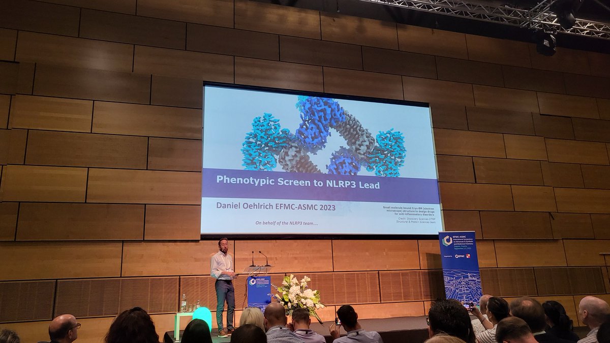Third lecture of the morning from Dr Daniel Oehlrich from @JanssenBelgium  on the phenotypic screen to NLRP3 lead. 

#EFMCASMC23