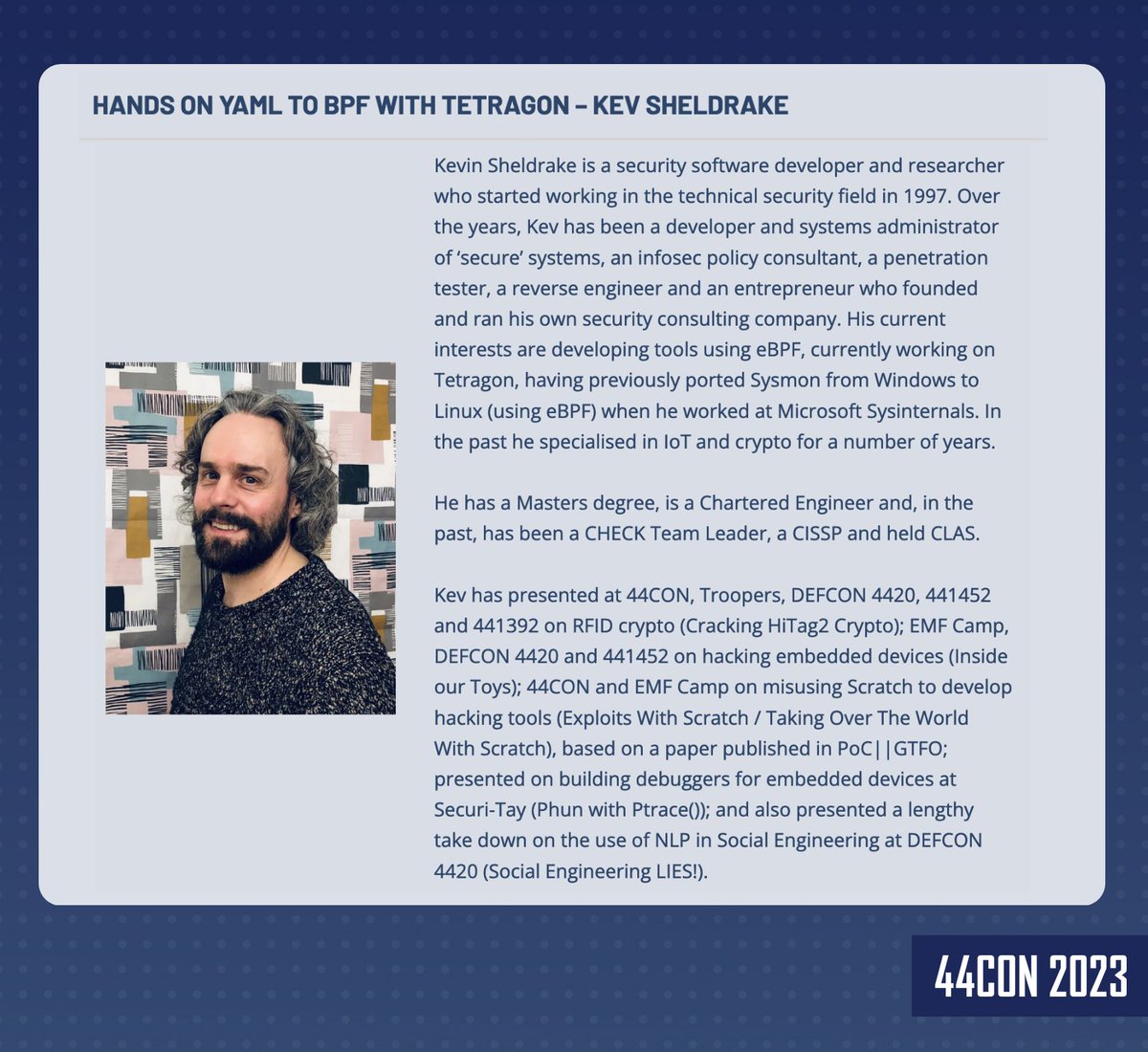 Find out more information about all the workshops happening at #44CON on our website - 44con.com/44con-2023-tal…