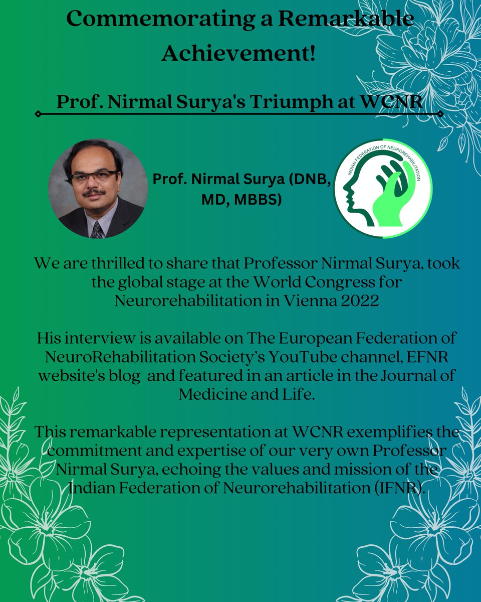 Commemorating a Remarkable Achievement of Prof. Nirmal Surya for repersenting INFR at WCNR Vienna 2022.