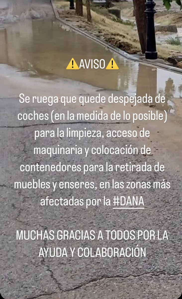 ⚠️AVISO⚠️ 

Se ruega que quede despejada de coches (en la medida de lo posible) para la limpieza, acceso de maquinaria y colocación de contenedores para la retirada de muebles y enseres.
 
Muchas gracias a todos por la ayuda y colaboración 

Ayuntamiento de Villamanta