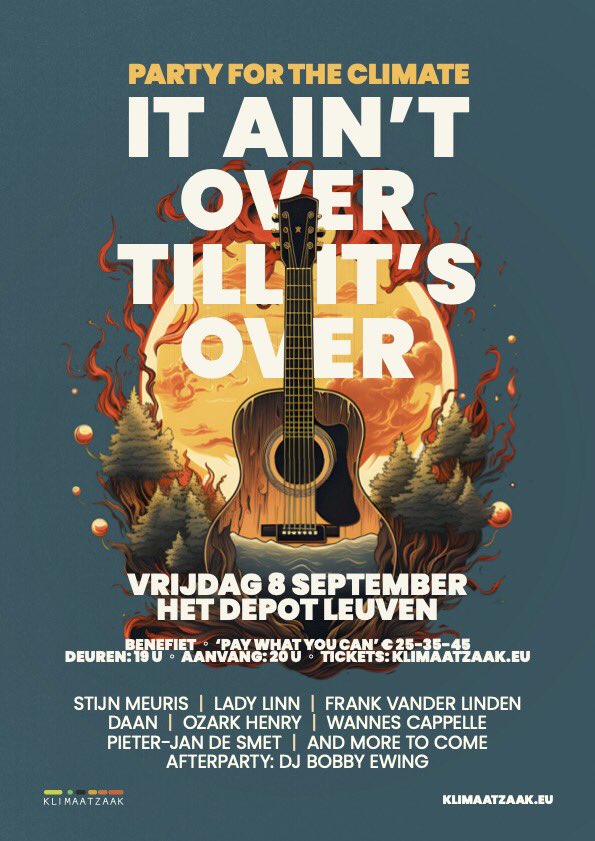 Francesca Vanthielen (@francesca_vt) on Twitter photo Benefietconcert Party For The Climate nu vrijdag (8/9) in <a href="/HetDepot/">Het Depot</a> in <a href="/stadleuven/">Stad Leuven</a> met Daan, Frank Vander Linden, Lady Linn & many more. Er zijn nog tickets! Ga naar klimaatzaak.eu
<a href="/Klimaatzaak/">De Klimaatzaak</a> Benefietconcert Party For The Climate nu vrijdag (8/9) in <a href="/HetDepot/">Het Depot</a> in <a href="/stadleuven/">Stad Leuven</a> met Daan, Frank Vander Linden, Lady Linn & many more. Er zijn nog tickets! Ga naar klimaatzaak.eu
<a href="/Klimaatzaak/">De Klimaatzaak</a>
