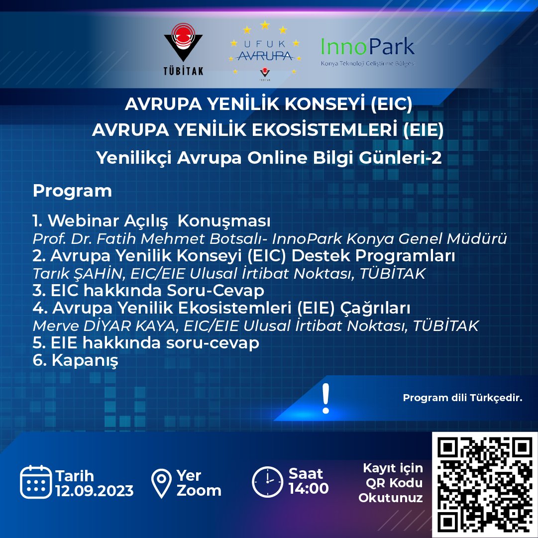 TÜBİTAK; BİGG programına başvuran adayların aynı zamanda EIC'ye başvuru yaparak koçluk, mentorluk ve ağ oluşturma desteği ile çekirdek sermaye desteği ve özsermaye yatırım desteği almasını teşvik etmektedir.

Kayıt Linki: forms.gle/Ptq44MbhKXiXPd…