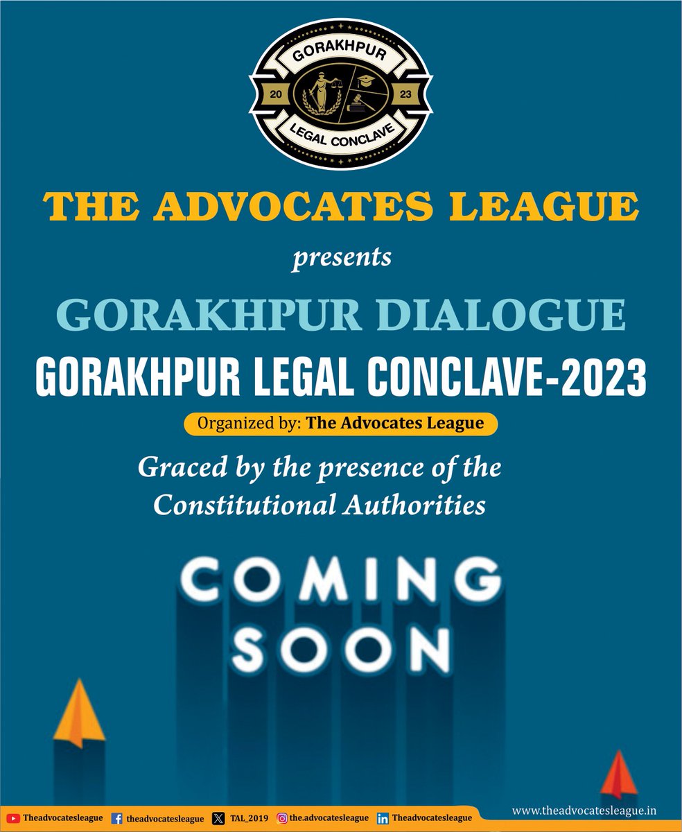 TAL_2019's tweet photo. Gorakhpur Legal Conclave -2023
#GLC https://t.co/S5hHHWf5Qi