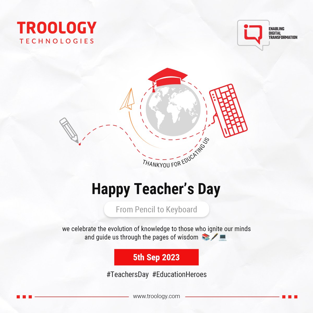 TROOLOGY's tweet photo. Happy Teacher's Day  

#teachersday #teacher #teachers #happyteachersday #teachersofig #education #teacherday #teacherappreciation #TROOLOGY https://t.co/aIcA0xmQGF