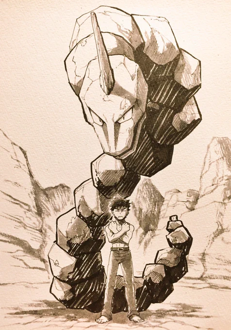 エピソード04を描くとしたら入りそうな過去絵「おれのえらんだポケモンのほうが つよそうだせ!」「トキワシティの まわりに ひろがるふかくて おおきな もりてんねんの めいろに なっておりまいごに なるひとも おおい」「おれの かたい いしは おれの ポケモンにも あらわれる!」 