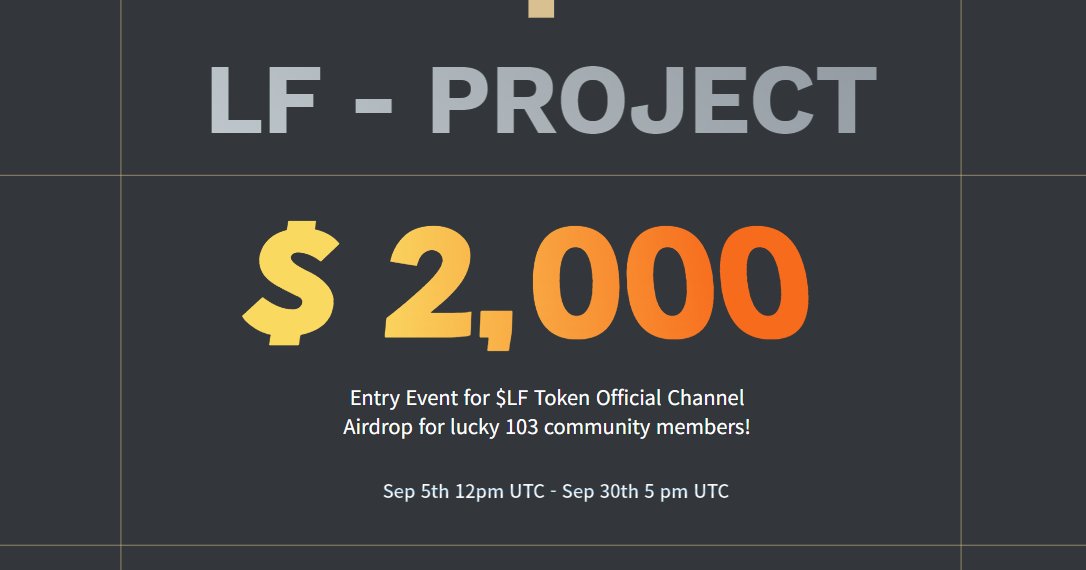 🥳LF-Project Official TG Chat Channel Launch Event

Join the official TG and win prizes💰
👉t.me/LF_CoinOffiCia…

🏆Winners
1st. $500 KLAY 
2nd. $300 KLAY 
3rd.  $200 KLAY
4th ~ 103rd. $10 KLAY each
👉forms.gle/hFDntoWJzobcZe…

#ad #Giveaway