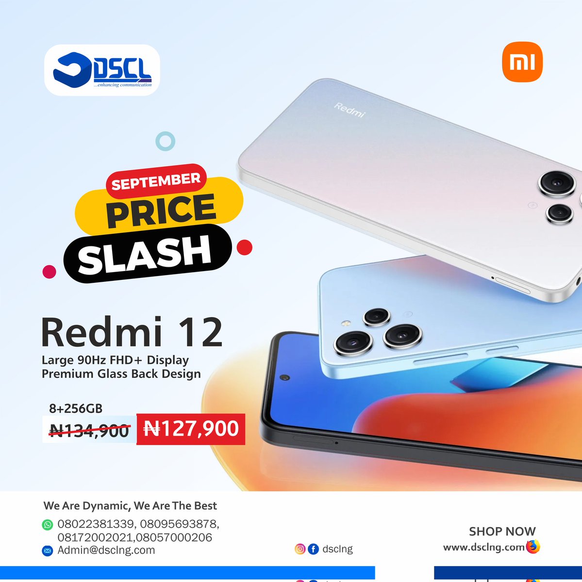 dsclng's tweet photo. Save massively when you buy any of @XiaomiNigeria discounted smartphones with us this September. Walk into any of our stores @ 7 Saka Tinubu Lagos Island or 12 Otigba street Computer Village ikeja Lagos to enjoy this wonderful offer. 

We are dynamic, we are the best! https://t.co/UBAiX8DBJU