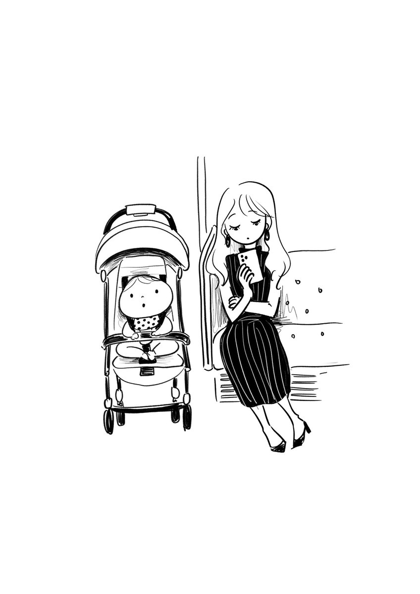 電車で良くみる光景ですがママはみんな頑張ってます🥲 