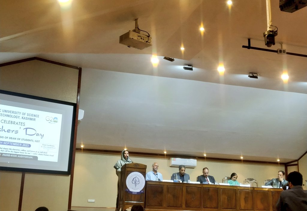 On this Teacher's Day, I extend my profound gratitude to my erudite mentor Dr <a href="/MonisaQadiri/">Monisa Qadiri</a> ma'am for inexorably illuminating the corridors of knowledge, igniting inquisitiveness, &amp; fostering perspicacity. Thank you for unwavering support towards the pursuit of wisdom <a href="/iustjk/">Islamic University of Science & Technology (IUST)</a>