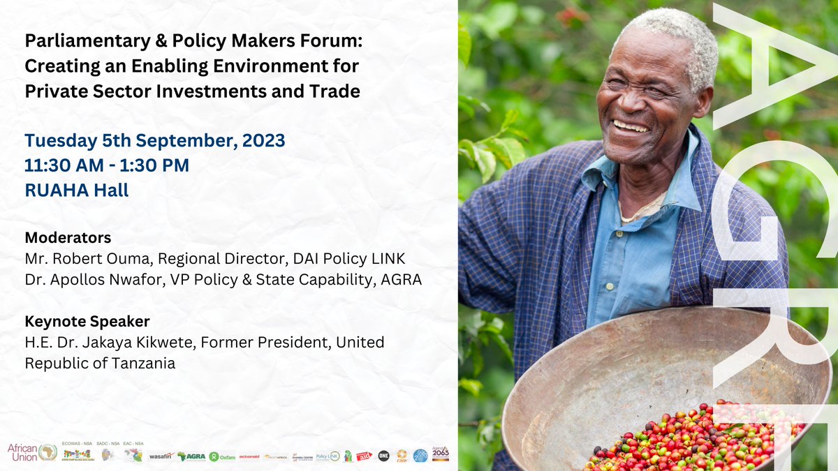 What policies, laws and regulations can help attract investments and support the growth of small and  medium-sized enterprises (SMEs) in the agriculture and food sectors?   

Join us at #AGRF2023 to hear success stories and best practices from diverse regions across Africa!