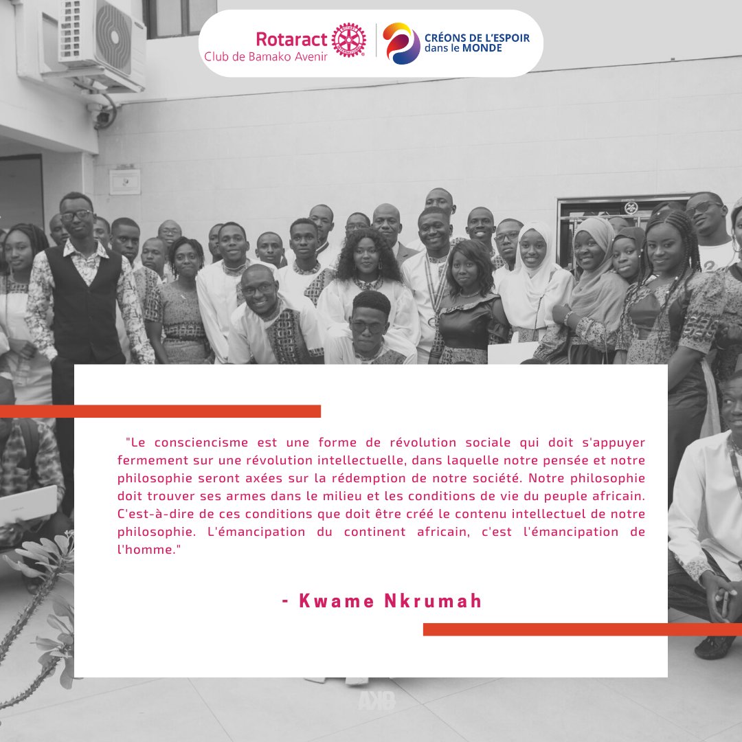 avenir_bamako's tweet photo. Nous vous souhaitons un excellent week-end avec cette assertion du Président Kwame NKRUMAH sur le consciencisme.
#rotaract
#clubrotaractdebamakoavenir
#creonsdelespoirdanslemonde
#Lerotaractautrement https://t.co/3baQMZbQeQ